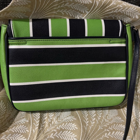 Vera Bradley Green and Black Striped Satchel - Picture 3 of 7